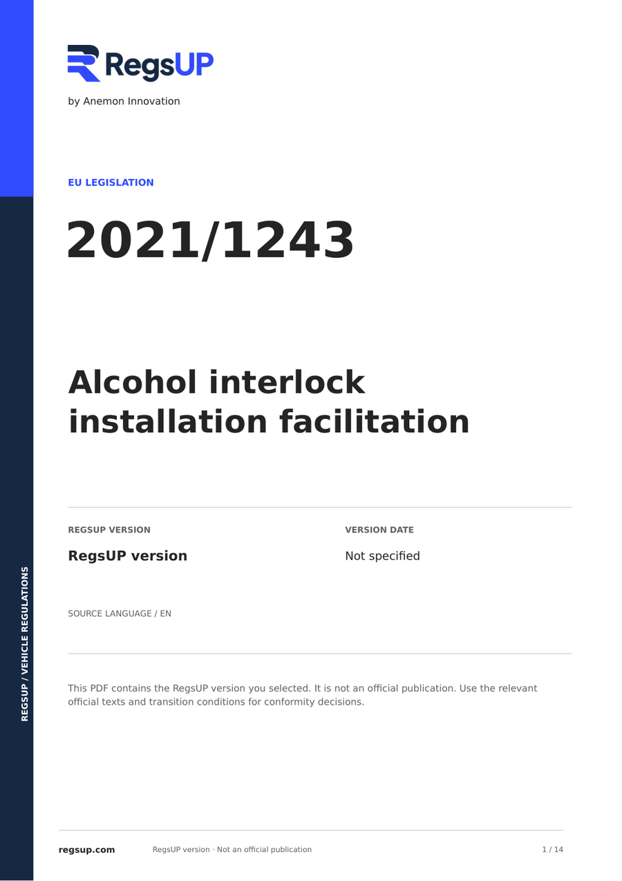 Regulation (EU) 2021/1243 — Alcohol Interlock Installation | English PDF