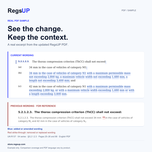 Actual UN R137 change comparison — shared illustrative sample