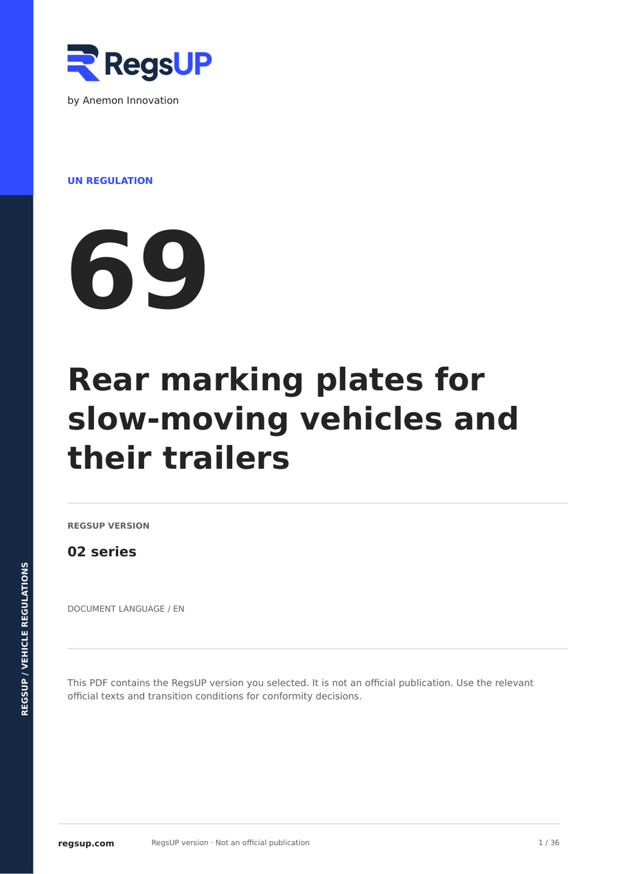 UN ECE R69 — Slow-Moving Vehicle Rear Marking Plates · 02 | English PDF