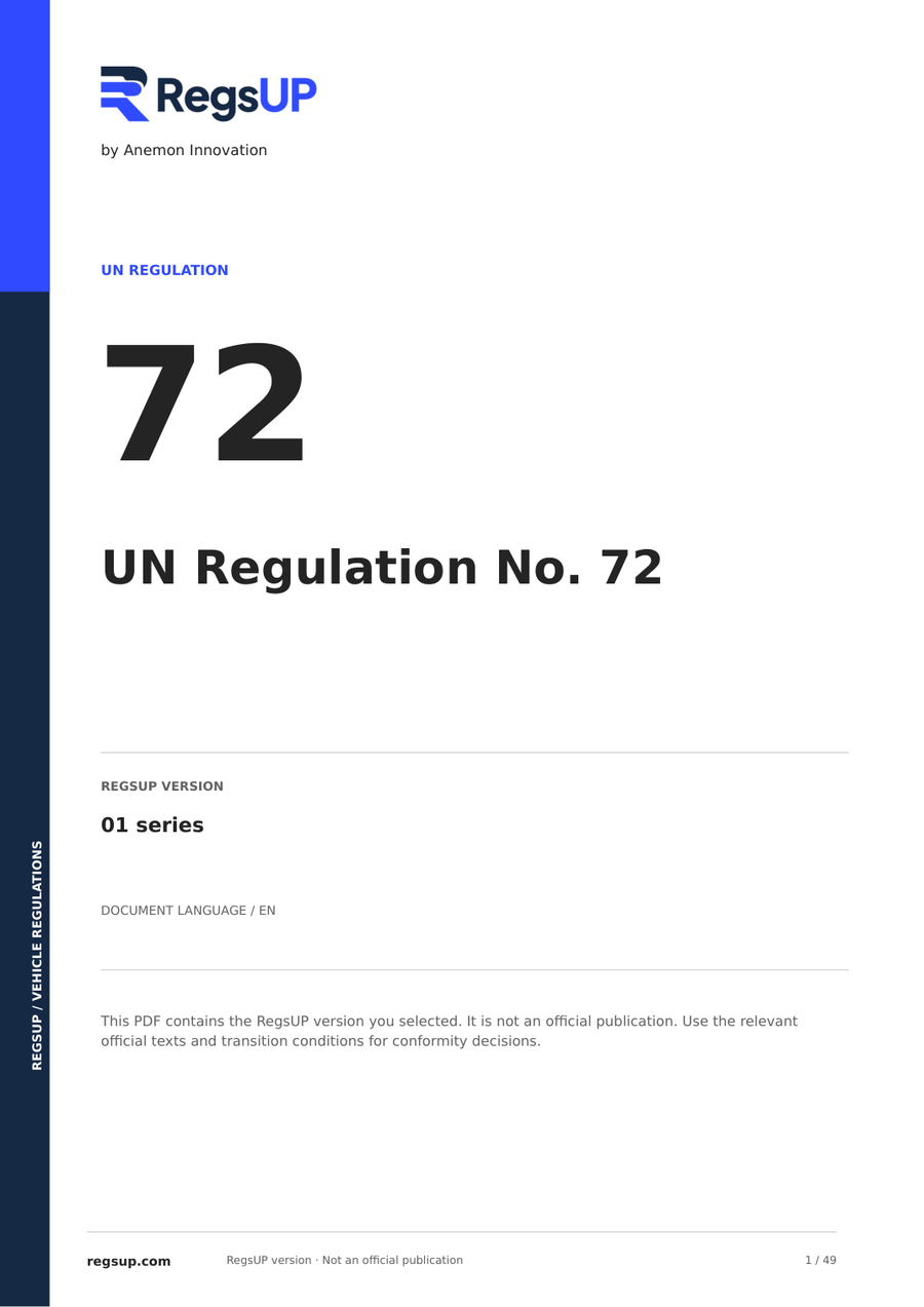 UN ECE R72 — HS1-Scheinwerfer für Krafträder · 01 | Englisches PDF