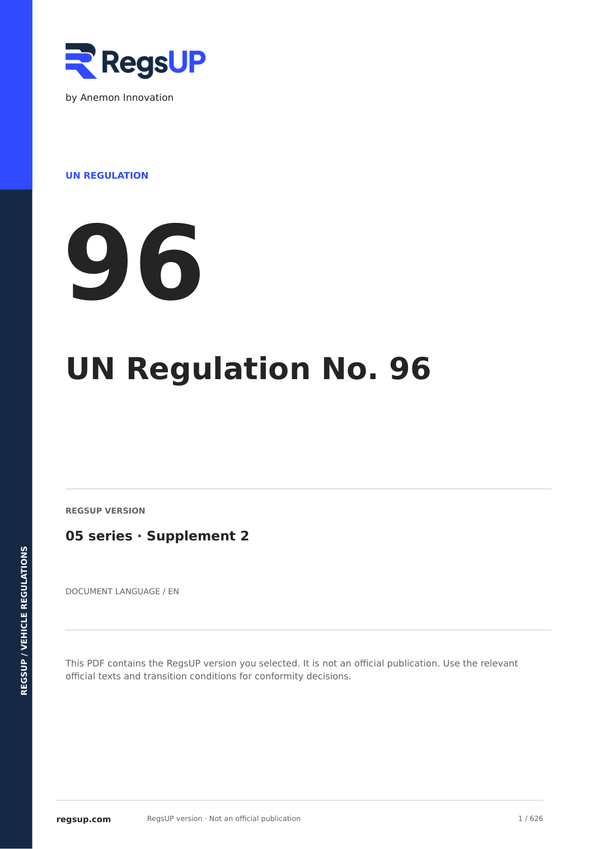 UN ECE R96 — Non-Road Engine Emissions · 05 / S2 | English PDF