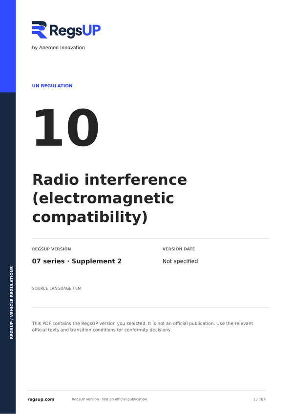 UN ECE R10 — Electromagnetic Compatibility (EMC) · 07/S2 | English PDF