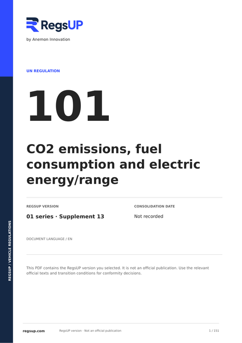 UN ECE R101 — CO₂, Fuel Consumption & Electric Range · 01/S13 | English PDF
