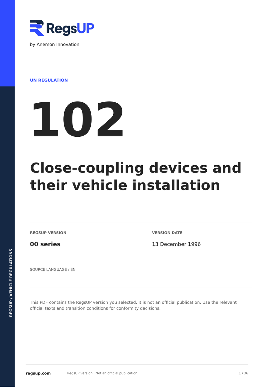 UN ECE R102 — Close-Coupling Devices · 00 | English PDF