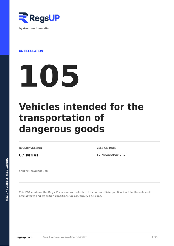 UN ECE R105 — Dangerous Goods Vehicle Construction · 07 | English PDF