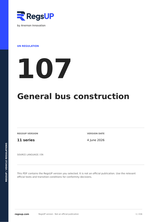 UN ECE R107 — Bus and Coach Construction · 11 | English PDF