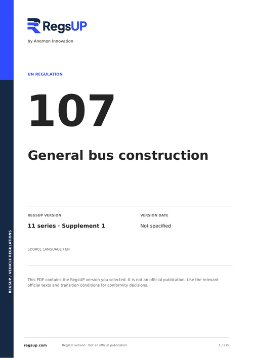 UN ECE R107 — Bus and Coach Construction · 11/S1 | English PDF