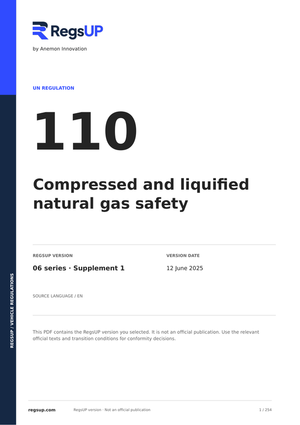 UN ECE R110 — CNG and LNG Vehicle Safety · 06/S1 | English PDF
