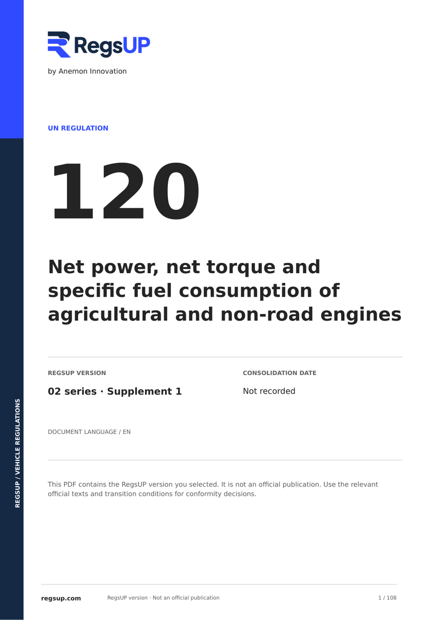UN ECE R120 — Motor Gücü, Torku ve Yakıt Tüketimi · 02/S1 | İngilizce PDF