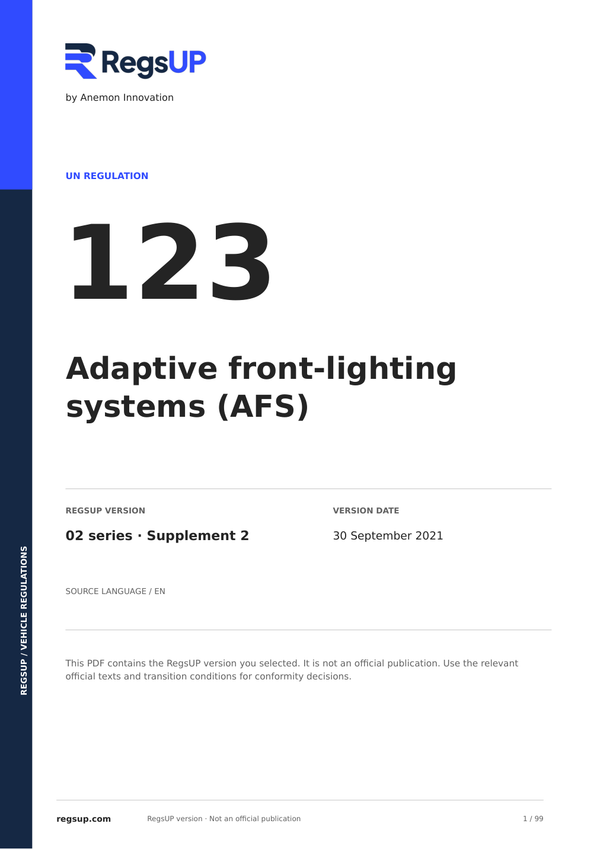 UN ECE R123 — Adaptive Front-Lighting Systems · 02/S2 | English PDF