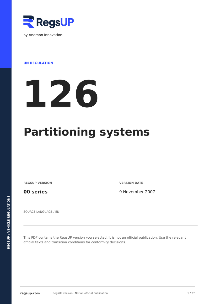 UN ECE R126 — Partitioning Systems · 00 | English PDF