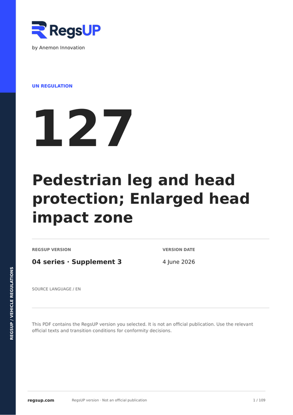 UN ECE R127 — Pedestrian Impact Protection · 04/S3 | English PDF