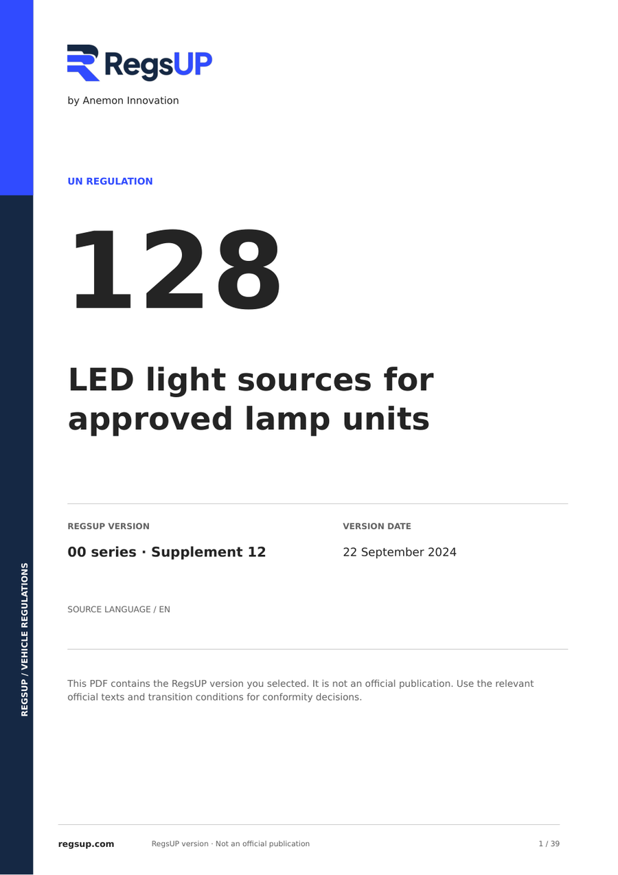 UN ECE R128 — LED Light Sources · 00/S12 | English PDF