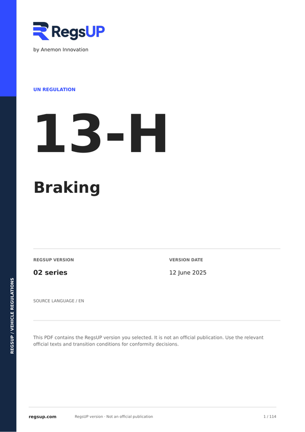 UN ECE R13-H — Passenger Car and Light Commercial Vehicle Braking (M1/N1) · 02 | English PDF