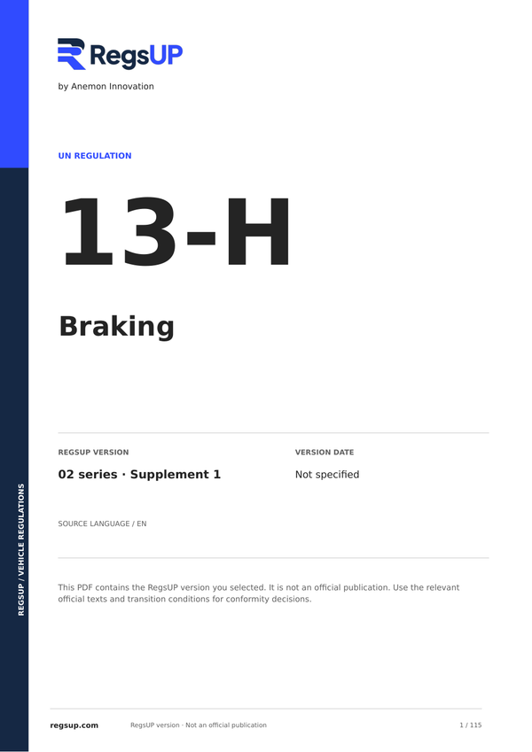 UN ECE R13-H — Passenger Car and Light Commercial Vehicle Braking (M1/N1) · 02/S1 | English PDF