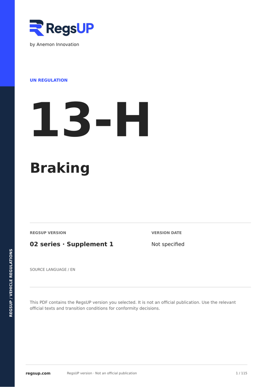 UN ECE R13-H — Pkw- und leichte Nutzfahrzeugbremsen (M1/N1) · 02/S1 | PDF auf Englisch