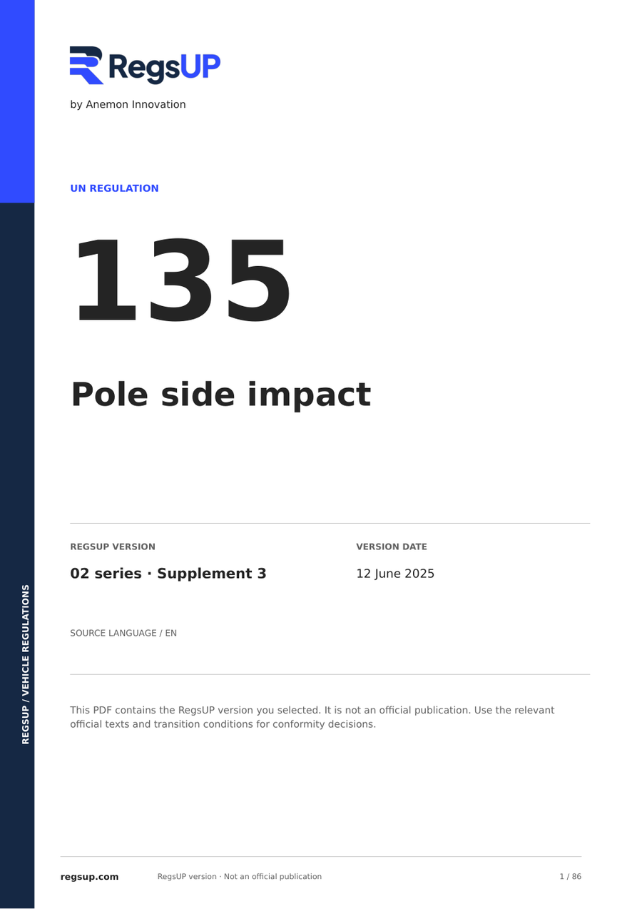 UN ECE R135 — Seitlicher Pfahlaufprall · 02/S3 | PDF auf Englisch