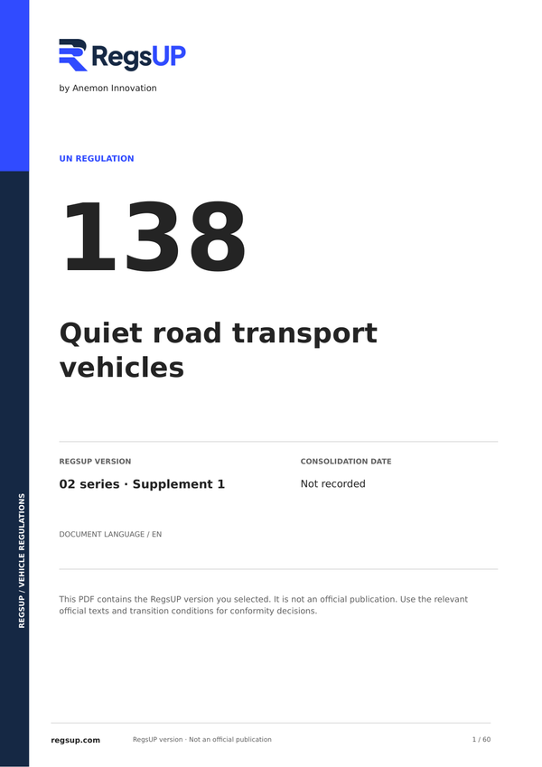 UN ECE R138 — Quiet Vehicles & AVAS · 02/S1 | English PDF