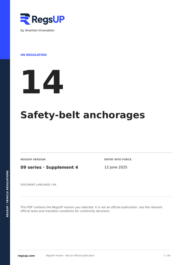 UN ECE R14 — Safety Belt Anchorages · 09/S4 | English PDF
