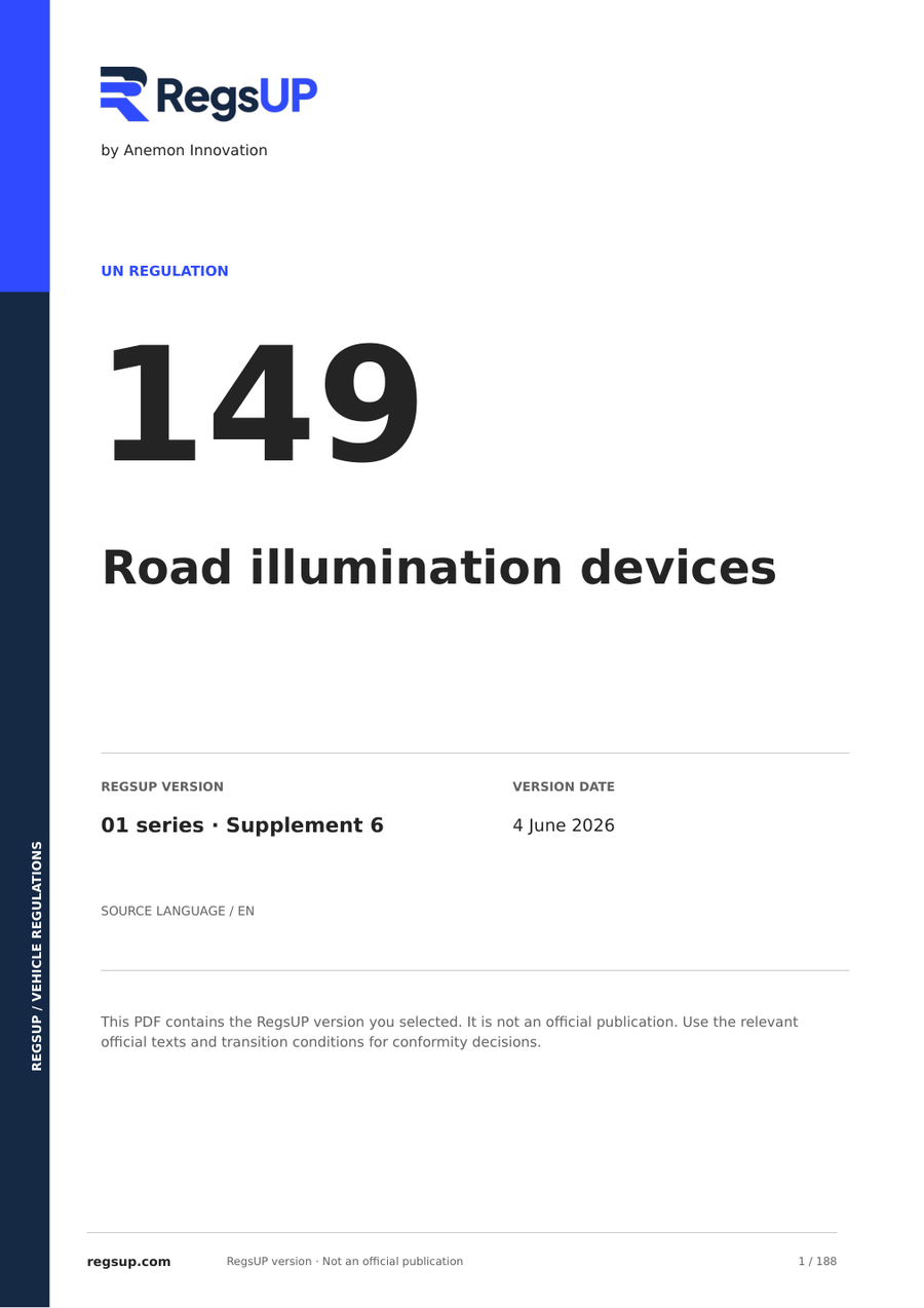 UN ECE R149 — Road Illumination Devices · 01/S6 | English PDF