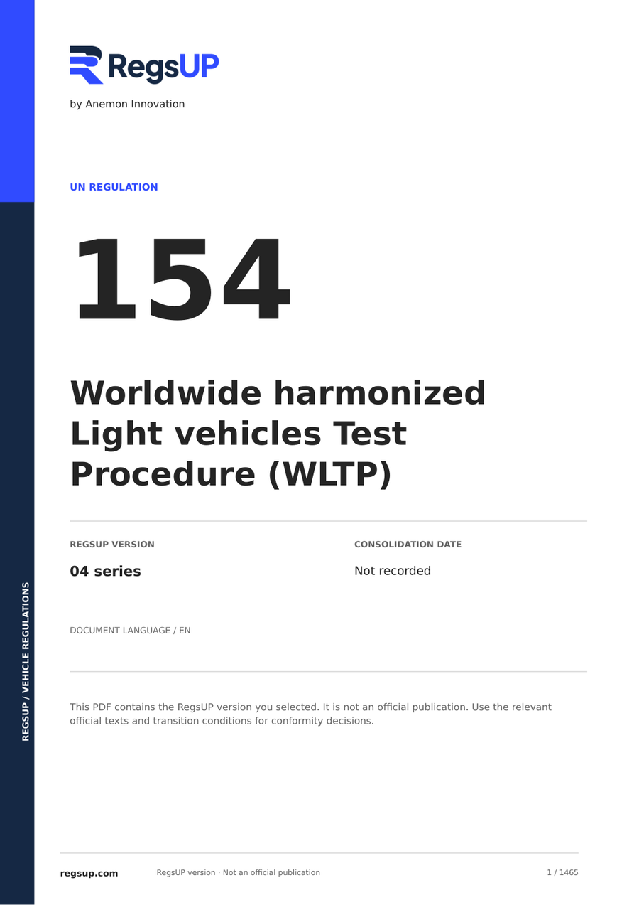 UN ECE R154 — WLTP — Emissionen leichter Fahrzeuge · 04 | PDF auf Englisch