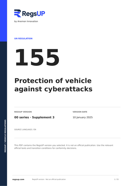 UN ECE R155 — Fahrzeug-Cybersicherheit und CSMS · 00/S3 | PDF auf Englisch