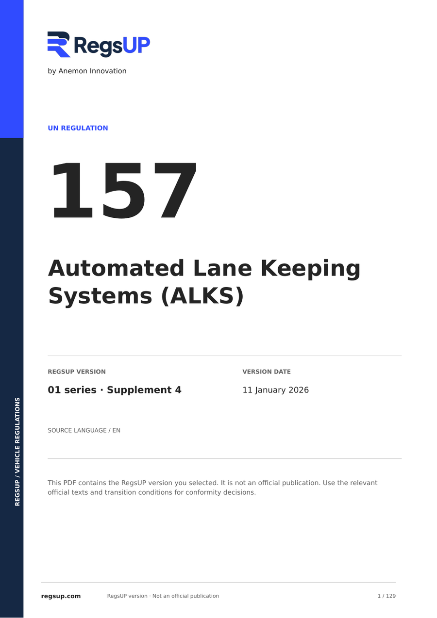 UN ECE R157 — Otomatik Şeritte Tutma Sistemleri (ALKS) · 01/S4 | İngilizce PDF