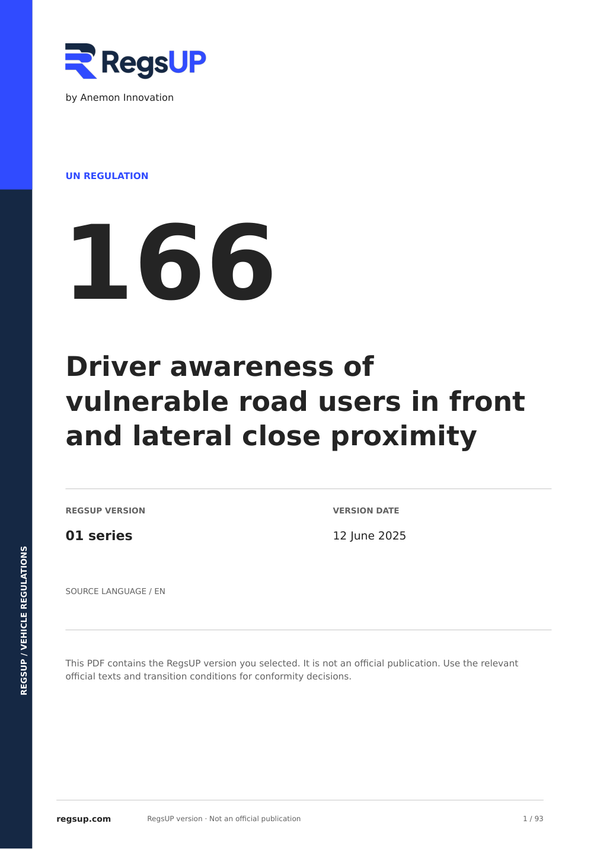 UN ECE R166 — Percepción de usuarios vulnerables en el entorno próximo · 01 | PDF en inglés