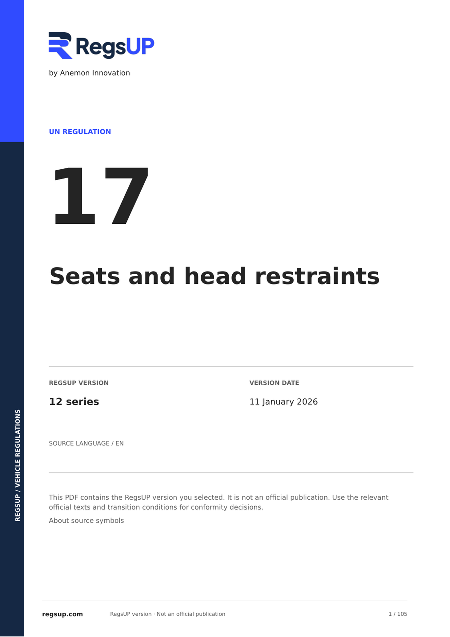 UN ECE R17 — Seats and Head Restraints · 12 | English PDF