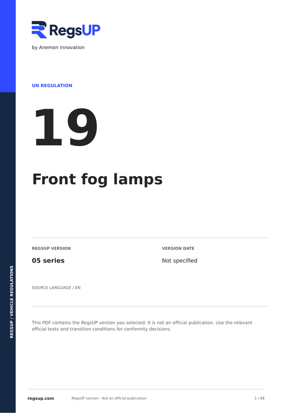 UN ECE R19 — Front Fog Lamps · 05 | English PDF