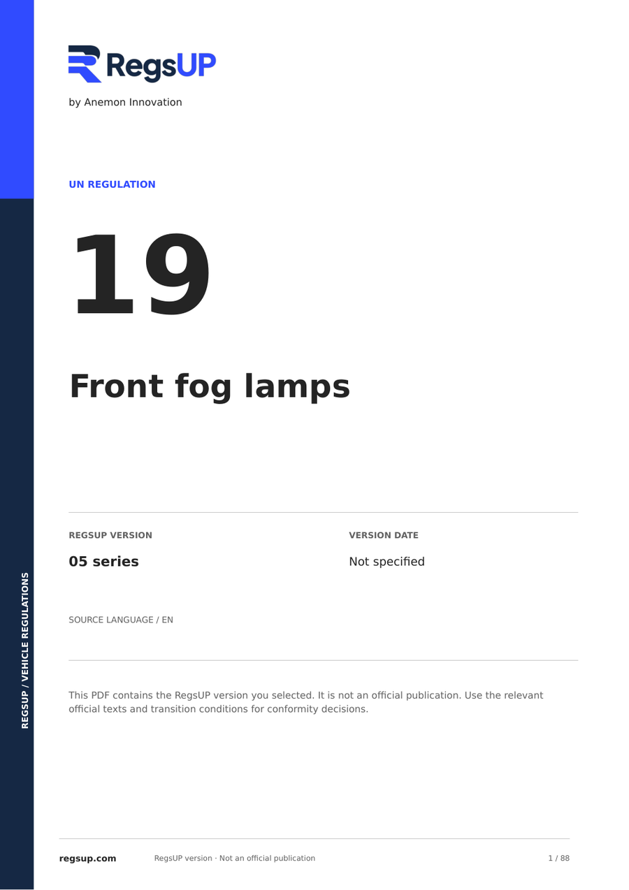 UN ECE R19 — Front Fog Lamps · 05 | English PDF