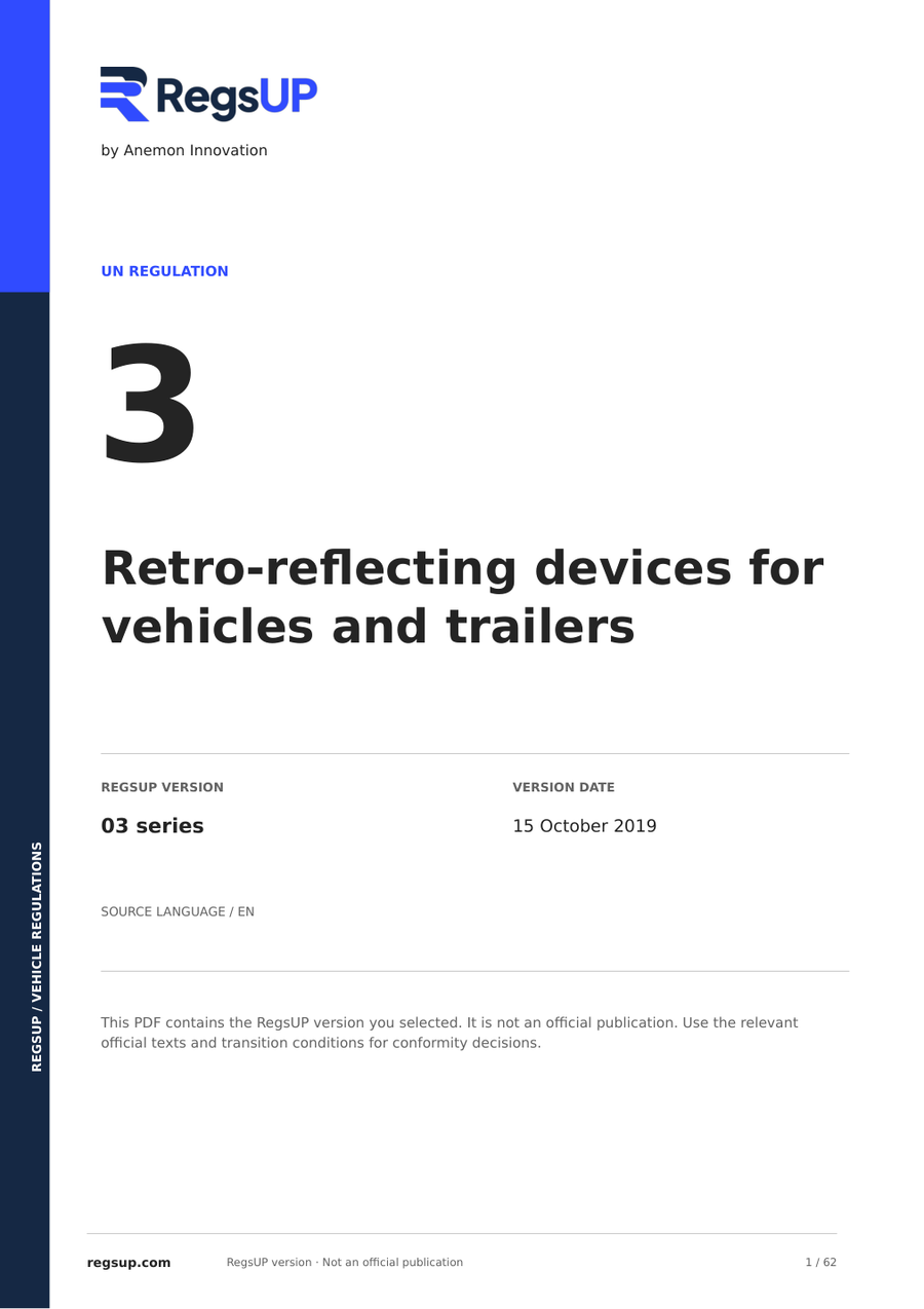 UN ECE R3 — Retro-Reflecting Devices · 03 | English PDF
