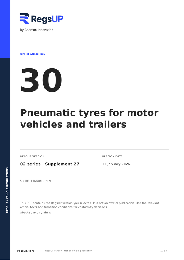 UN ECE R30 — Vehicle and Trailer Tyres · 02/S27 | English PDF