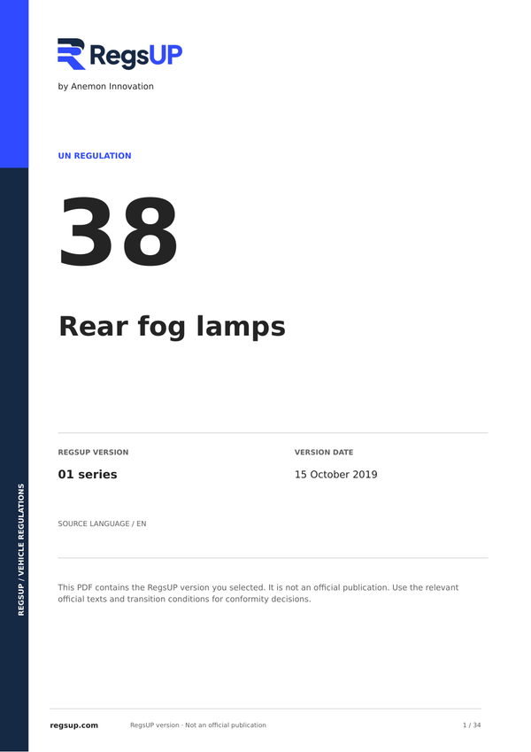 UN ECE R38 — Rear Fog Lamps · 01 | English PDF