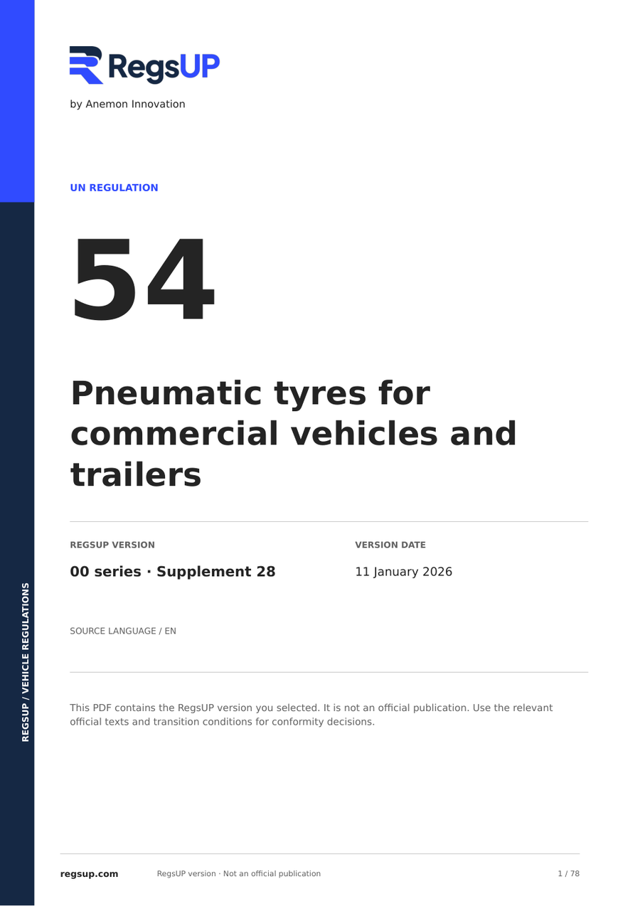 UN ECE R54 — Ticari Araç ve Römork Lastikleri · 00/S28 | İngilizce PDF