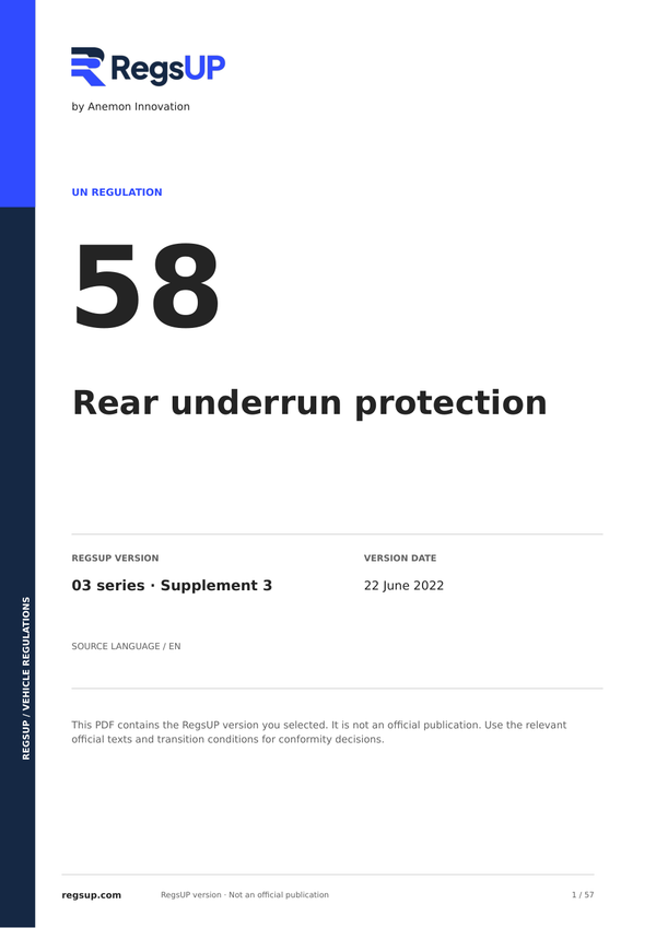 UN ECE R58 — Rear Underrun Protection · 03/S3 | English PDF