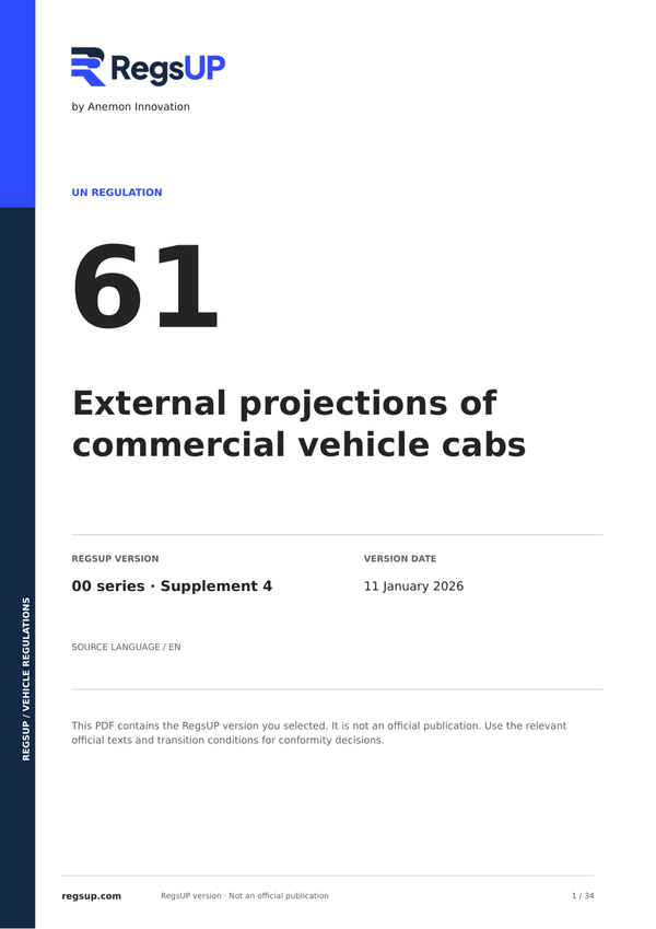 UN ECE R61 — Commercial Vehicle Cab Projections · 00/S4 | English PDF
