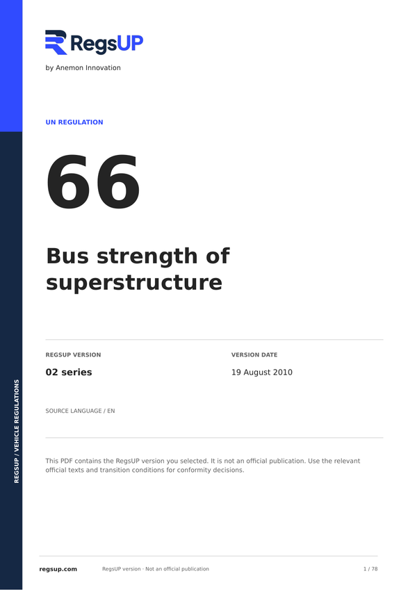 UN ECE R66 — Bus Superstructure and Rollover Safety · 02 | English PDF