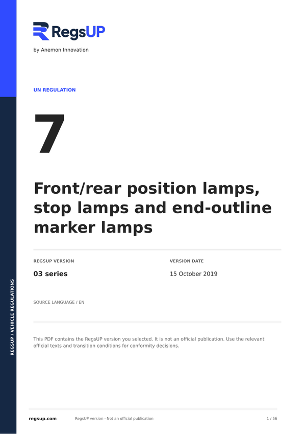UN ECE R7 — Position, Stop and End-Outline Lamps · 03 | English PDF