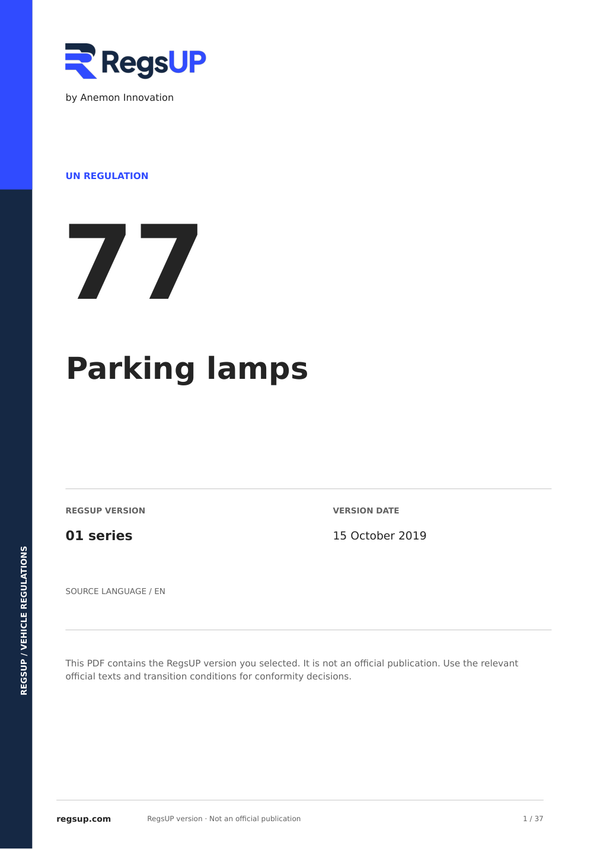 UN ECE R77 — Parking Lamps · 01 | English PDF