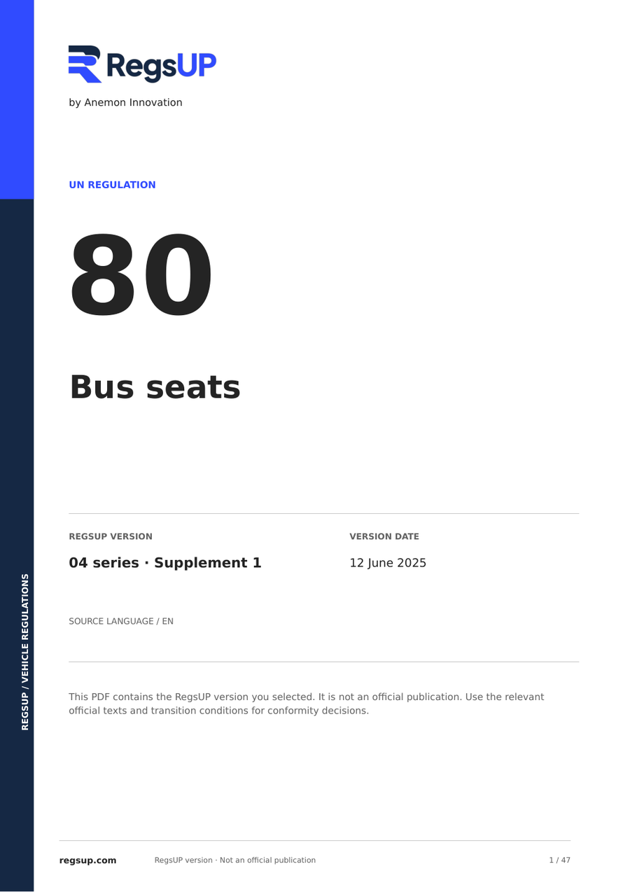 UN ECE R80 — Asientos de autobús y anclajes · 04/S1 | PDF en inglés