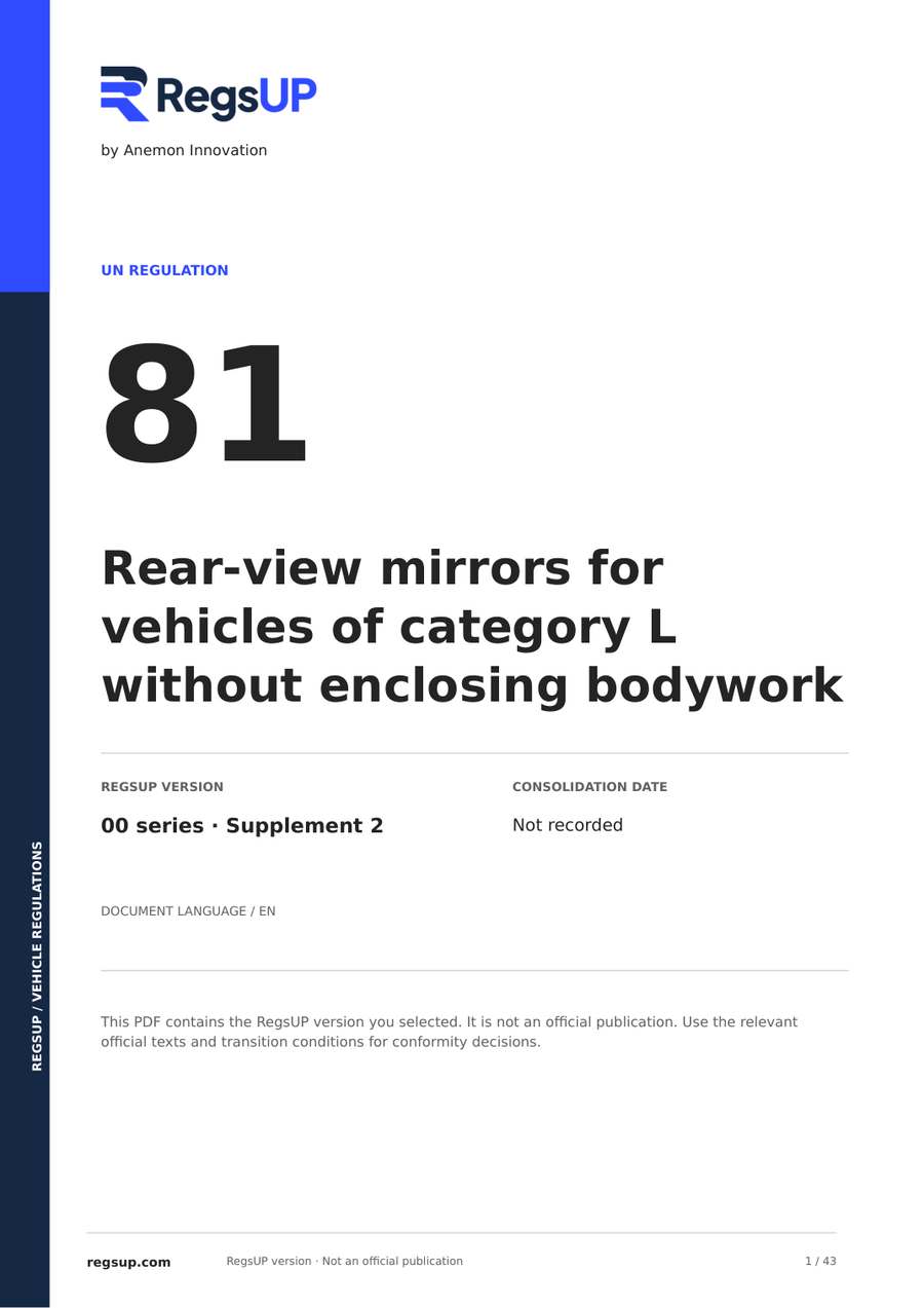 UN ECE R81 — L-Category Rear-View Mirrors · 00/S2 | English PDF