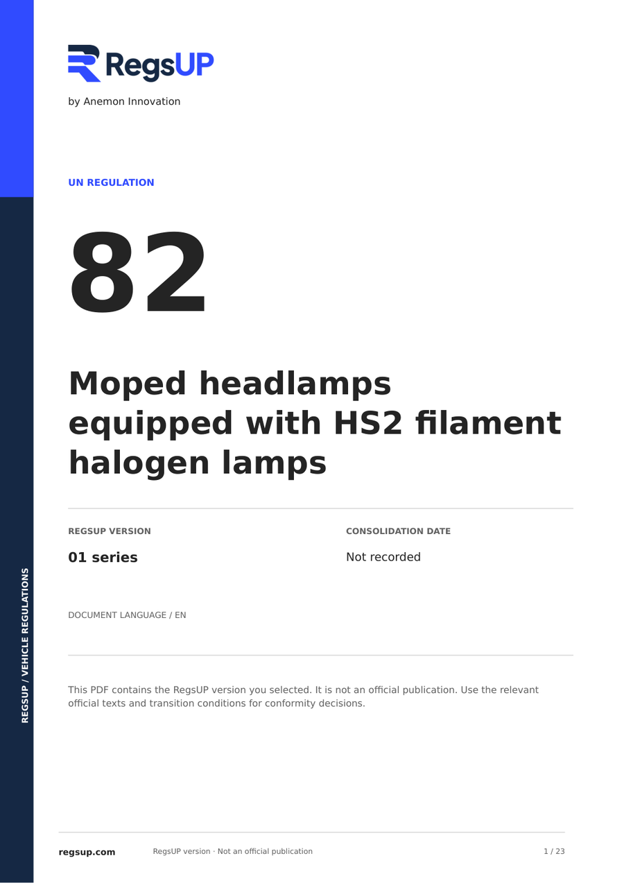UN ECE R82 — HS2 Lambalı Moped Farları · 01 | İngilizce PDF