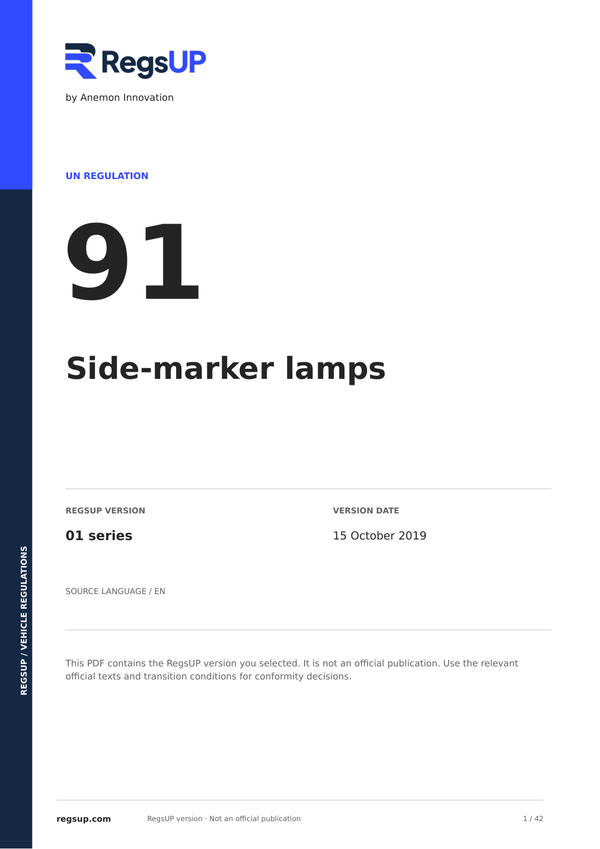 UN ECE R91 — Side-Marker Lamps · 01 | English PDF
